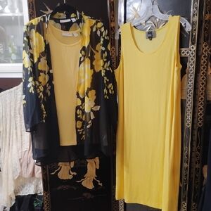 Susan Graver Yellow and Black Floral Ensemble